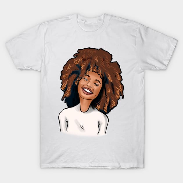 Kinky Curly Golden Afro with a Smile T-Shirt by NaturallyBlack